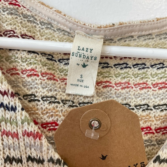 Lazy Sunday NWT crop sweater bow waist long sleeve top pullover tan - Picture 2 of 5